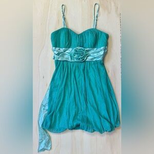 VTG Speechless Y2K Aqua Glitter Bubble Hem Dress – Size Medium